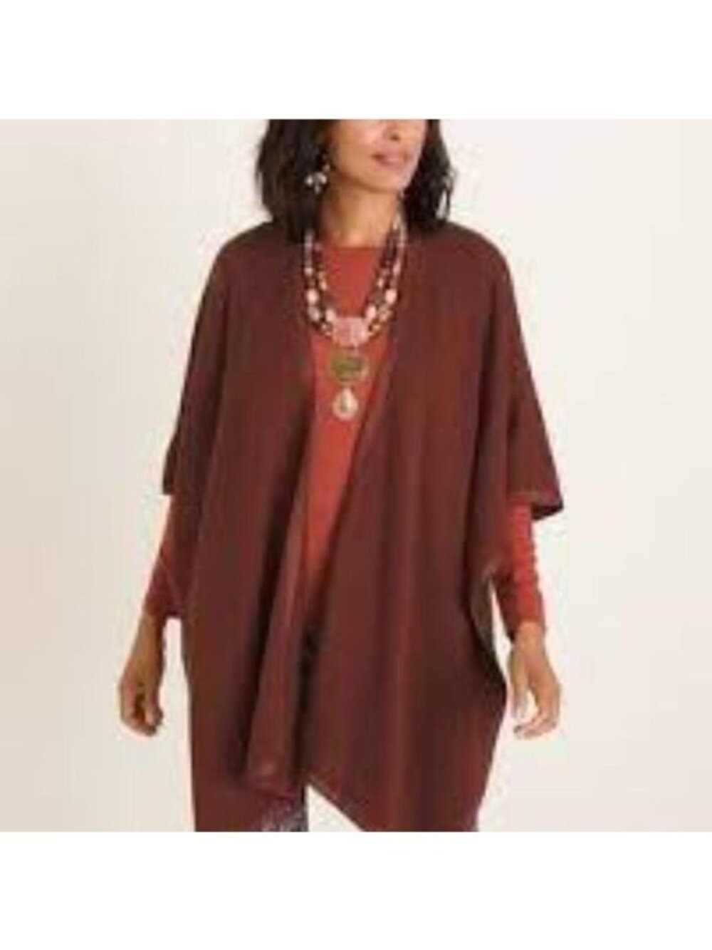 Chico's Faux Suede Trim Ruana Wrap S/M NWT